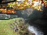 BK Bluebird Senator caravan on riverside plot In Mid Wales At Clywedog Caravan Park